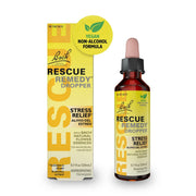 RESCUE Bach Remedy Dropper with yellow cap shown for on-the-go stress relief.