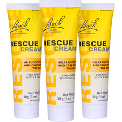 RESCUE Bach Rescue Cream 3x30g pack, compact tubes for travel and everyday skincare.