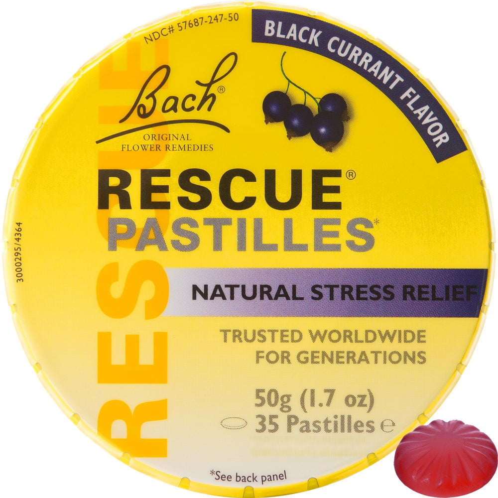RESCUE Pastilles Black Currant bottle for quick comforting moments.
