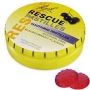 RESCUE Pastilles in black currant tin offer on-the-go calm during hectic days.