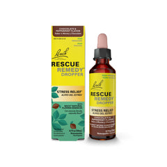 RESCUE Remedy chocolate peppermint bottle promotes calm daily stress relief.