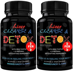 Research Labs Liver Detox 2-pack bottles front for convenient daily support