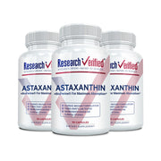 Research Verified Astaxanthin bottle displaying premium antioxidant formula for daily use