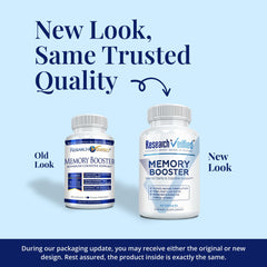 Research Verified Memory Booster bottle back view with ingredient highlights for cognition