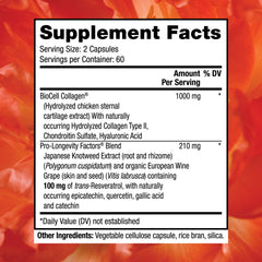 Reserveage Beauty Collagen Booster capsules spilling from the bottle indicate easy daily use.