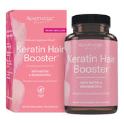 Reserveage Beauty Keratin Hair Booster bottle supports hair thickness and shine.