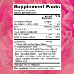 Close-up of capsules highlighting convenient daily dosage for hair and nails.