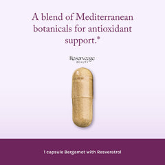 Reserveage Beauty Resveratrol antioxidant blend highlights a potent plant-based defense.