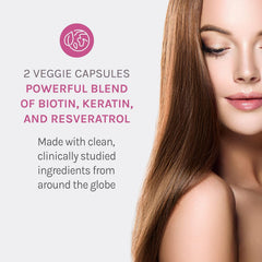 Keratin Hair Booster capsules with biotin and resveratrol for healthy hair and nails