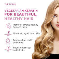 Reserveage Keratin Hair Booster bottle promoting stronger, shinier hair.