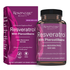 Reserveage Nutrition resveratrol 500mg bottle offers antioxidant support for daily wellness