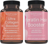 Reserveage Ultra Collagen Booster bottle with capsules, hinting at skin elasticity support