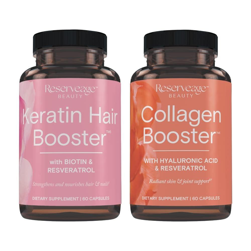 Reserveage Ultra Collagen Booster bottle with Dermaval and Resveratrol for skin elasticity.