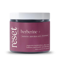 Reset Wellness Berberine+ bottle label close-up for daily wellness routine