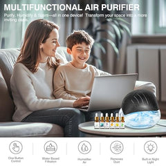 RetroStick Air Purifier Humidifier demonstrates comfortable humidity and clean air.