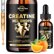 ReviNutra Creatine HCL liquid bottle with orange flavor for quick uptake.