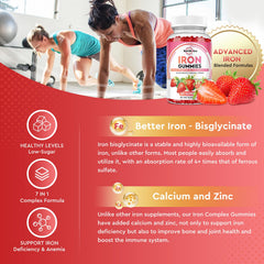 ReviNutra Iron Gummies strawberry bottle with family-friendly chewable vitamins