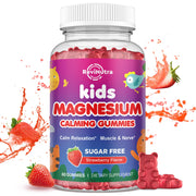 ReviNutra magnesium gummies for kids bottle close-up supporting daily calm and muscle health