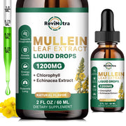 ReviNutra Mullein Drops bottle signals respiratory support and detox potential.