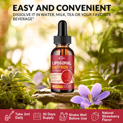 ReviNutra strawberry-flavored saffron drops on display for daily wellness