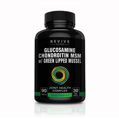 Revive Herbs glucosamine chondroitin msm bottle shows potential joint support