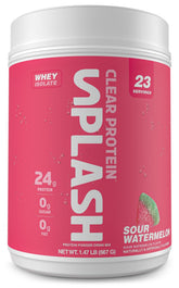 Revolution Nutrition Splash Clear Protein bottle poured for a refreshing, juice-like protein experience.