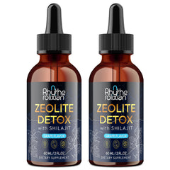 Rhytherolixian Zeolite Detox Drops bottle highlighting grape flavor for daily wellness