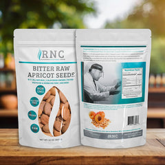 Richardson Nutritional Center bitter apricot seeds texture closeup signaling potent amygdalin-rich profile for healthy snacking.