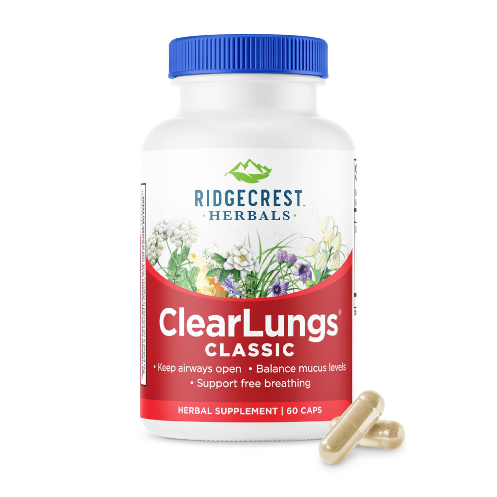 RidgeCrest Herbals ClearLungs Classic bottle for easy daily lung support