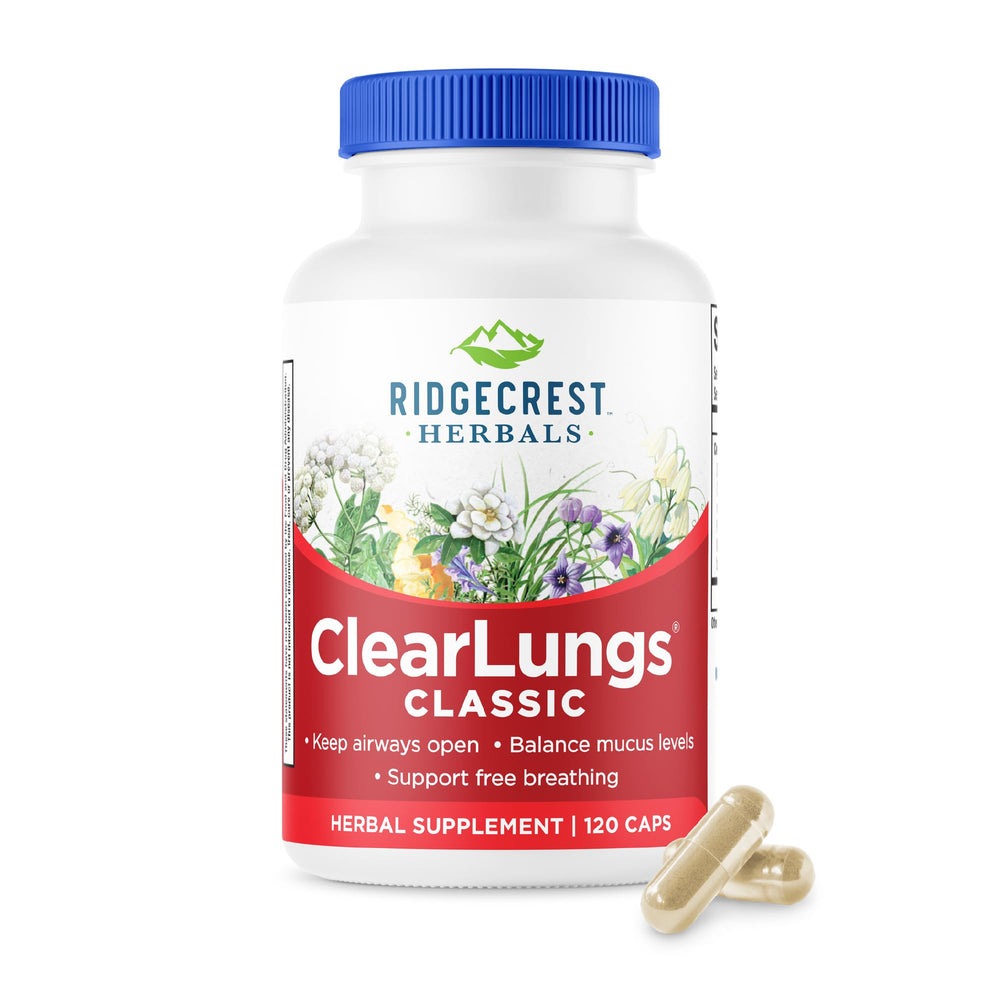 RidgeCrest ClearLungs Classic bottle front view for daily respiratory support
