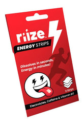 Riize Energy Strips under-tongue dissolve for fast, convenient energy boost.