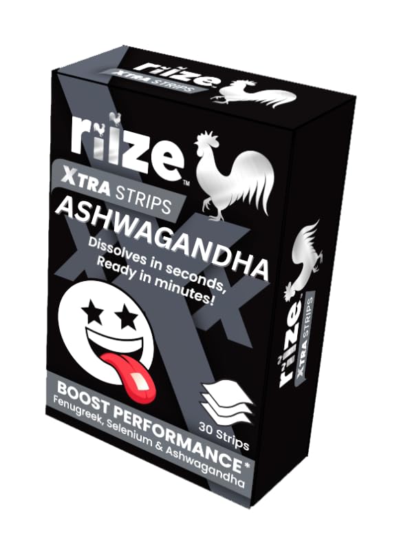 Riize Xtra Strips packaging for on-the-go wellness and clean formula.