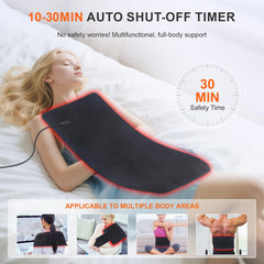 Rikimxin mat positioned on belly for gentle infrared warmth and comfort