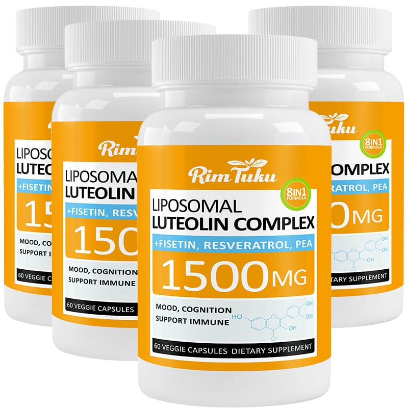 RimTuku Liposomal Luteolin 1500mg bottle boosts bioavailability and antioxidant potential.