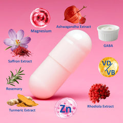 RimTuku saffron extract capsules on spoon, easy daily use.
