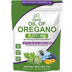 RIOWEGO oil of oregano softgels bottle shows high potency for immune and gut support.