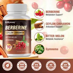 Front of RiRywony Health Berberine packaging highlighting 180 capsules.