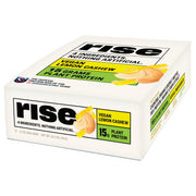 Rise Pea Protein Bar lemon cashew pack highlights a high-protein snack for on-the-go mornings.