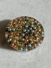 Rise Perspective Blue Kyanite Orgone Generator interior crystals detail for energy purification
