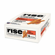 Rise Whey Bar Honey Cinnamon packaging highlights clean, simple ingredients for a convenient, on-the-go snack.