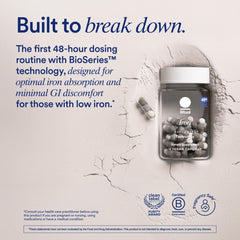 Ritual iron bottle pour illustrating easy dosing for alternating days.