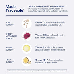 Ritual Multivitamin Omega-3 DHA from microalgae label linked to heart and overall support.