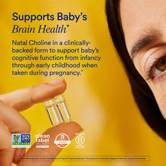 Close-up of Ritual Natal Choline capsules highlighting high-potency formulation
