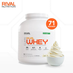 Rival Nutrition True Vanilla label emphasizing natural ingredients and no artificial additives
