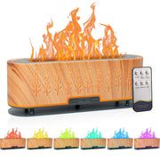 Rivola flame oil diffuser with wood finish for ambient fragrance.