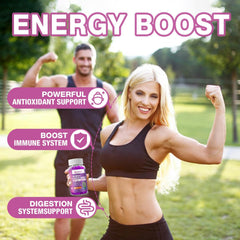Riyuetian Sea Moss & Elderberry Gummies label highlighting ingredients and vegan formula