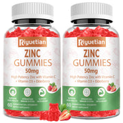 Riyuetian Zinc Gummies 50mg bottle front for easy daily immune support.