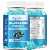 Riyuetian Biotin Collagen Gummies bottle pour for daily beauty routine