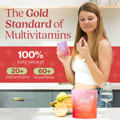 Rizz Sugar-Free Green Gummies front label highlighting vegan, gluten-free formula