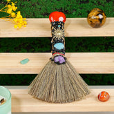 RJINGSHI natural red agate witch broom front view highlights handmade craftsmanship for energizing spaces